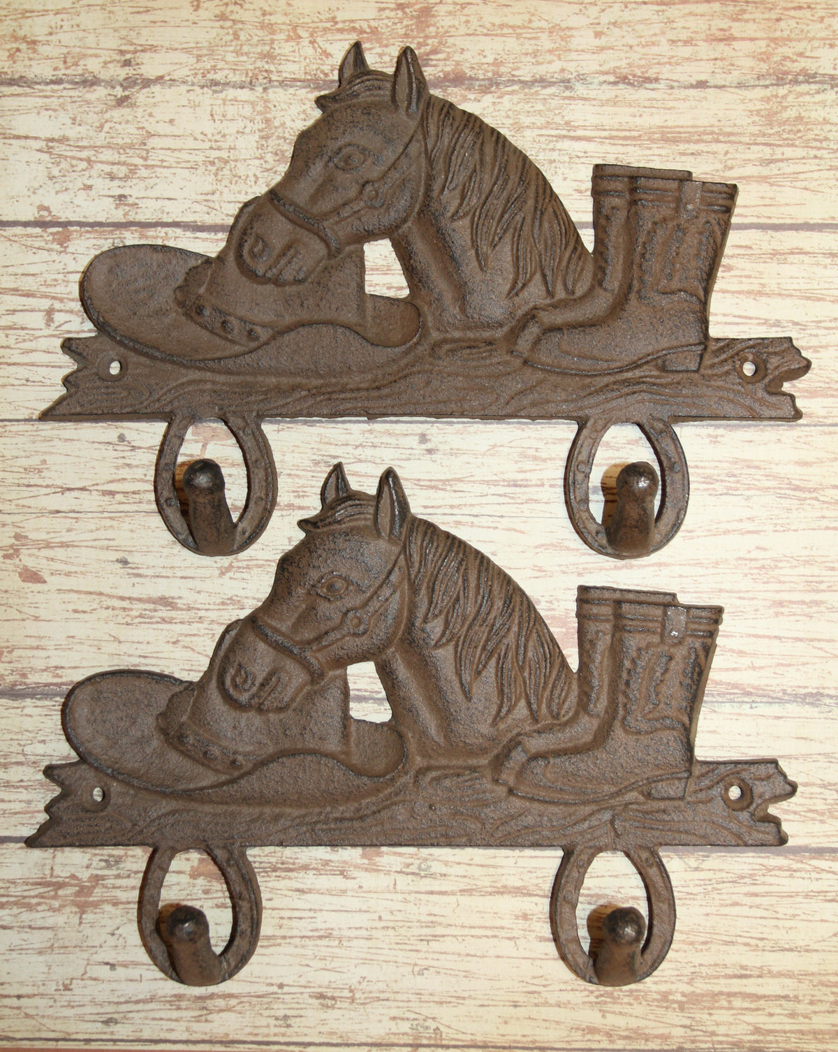 2 - Country Wall Hooks, Western Style Home Decor, Double Wall Hooks, Ranch Look, Gifts, W-7