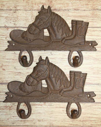2 - Country Wall Hooks, Western Style Home Decor, Double Wall Hooks, Ranch Look, Gifts, W-7