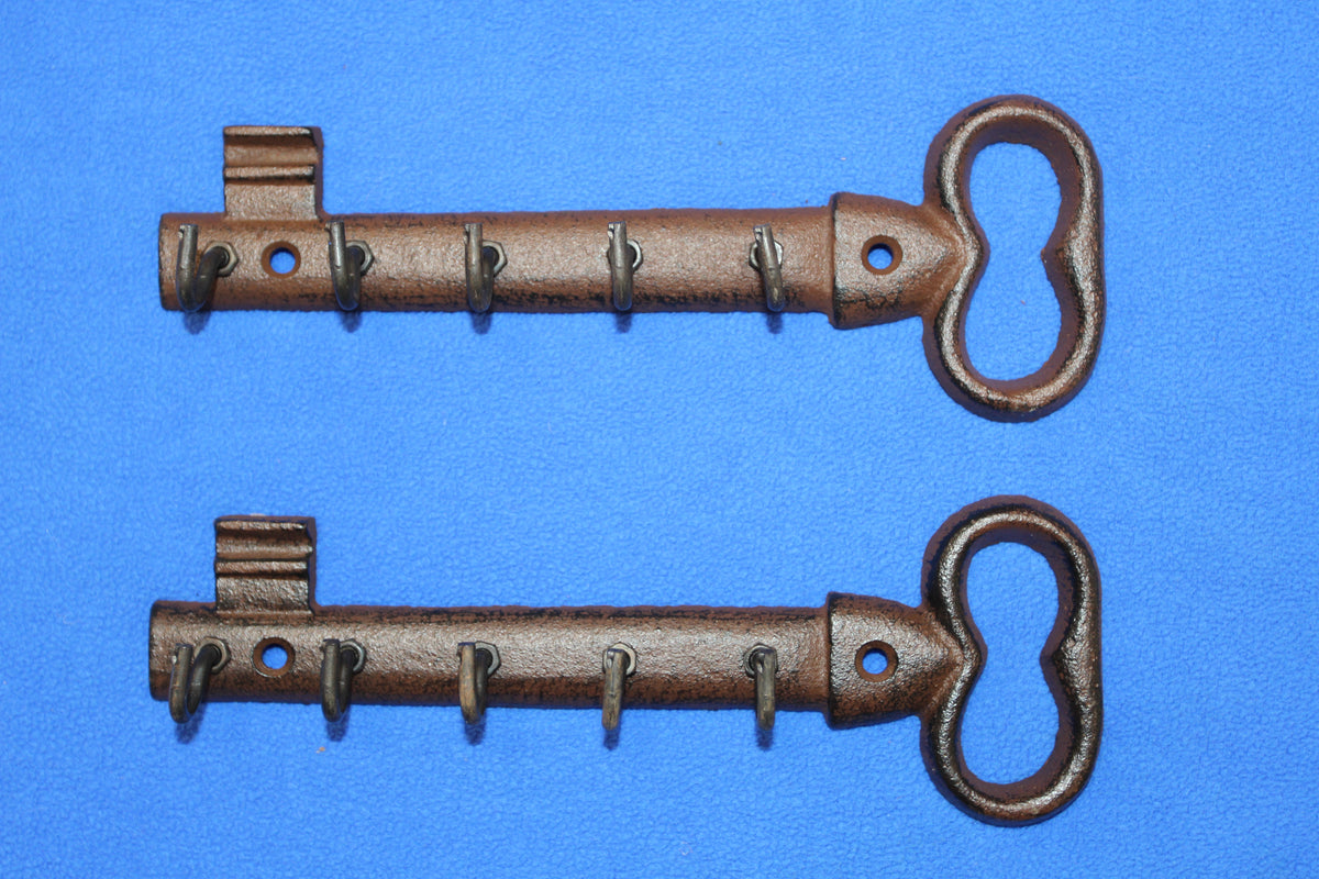 2-GIANT KEY WALL HOOKS,Entry Accents,5 Useful Hooks,Country Decor,Gifts,Skeleton Key Style,H-121