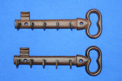 2-GIANT KEY WALL HOOKS,Entry Accents,5 Useful Hooks,Country Decor,Gifts,Skeleton Key Style,H-121