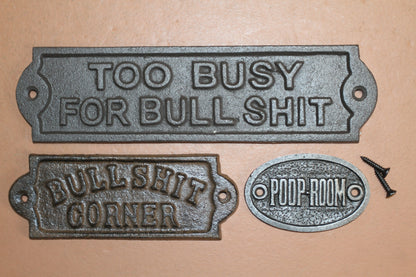 3-COUNTRY HUMOR, Rustic Bathroom Wall Plaques BS Wall Plaques, All Occasion Gift Idea, Door Signs, W-13B,65,65a