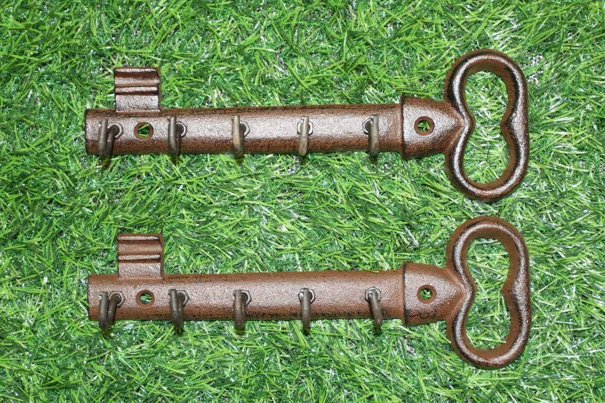 2-GIANT KEY WALL HOOKS,Entry Accents,5 Useful Hooks,Country Decor,Gifts,Skeleton Key Style,H-121