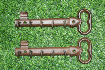 2-GIANT KEY WALL HOOKS,Entry Accents,5 Useful Hooks,Country Decor,Gifts,Skeleton Key Style,H-121