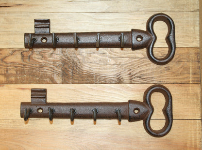 2-GIANT KEY WALL HOOKS,Entry Accents,5 Useful Hooks,Country Decor,Gifts,Skeleton Key Style,H-121