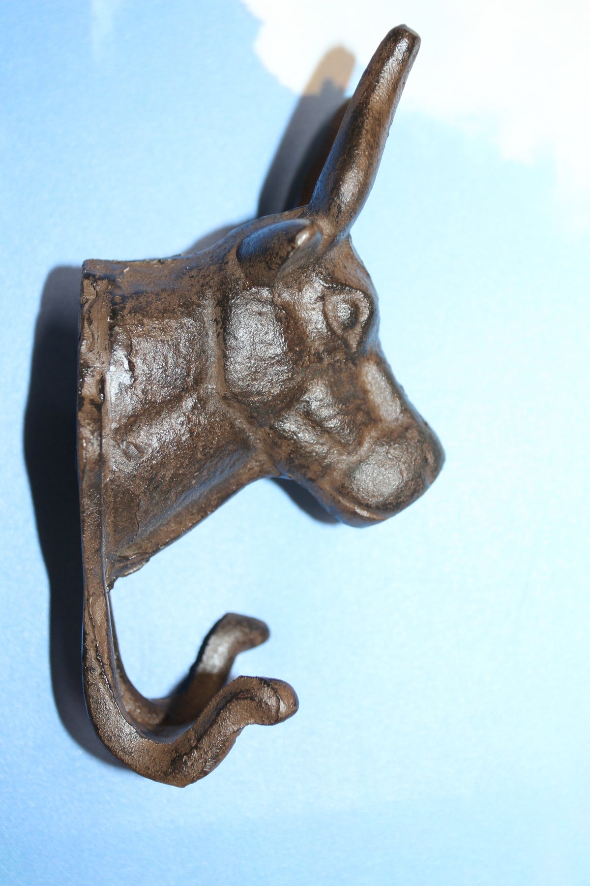 Giant BULL Wall Hook,Cattle Decor,Double Hook,Farm,Ranch Accent,Heavy Metal,Hanging Storage,H-81B