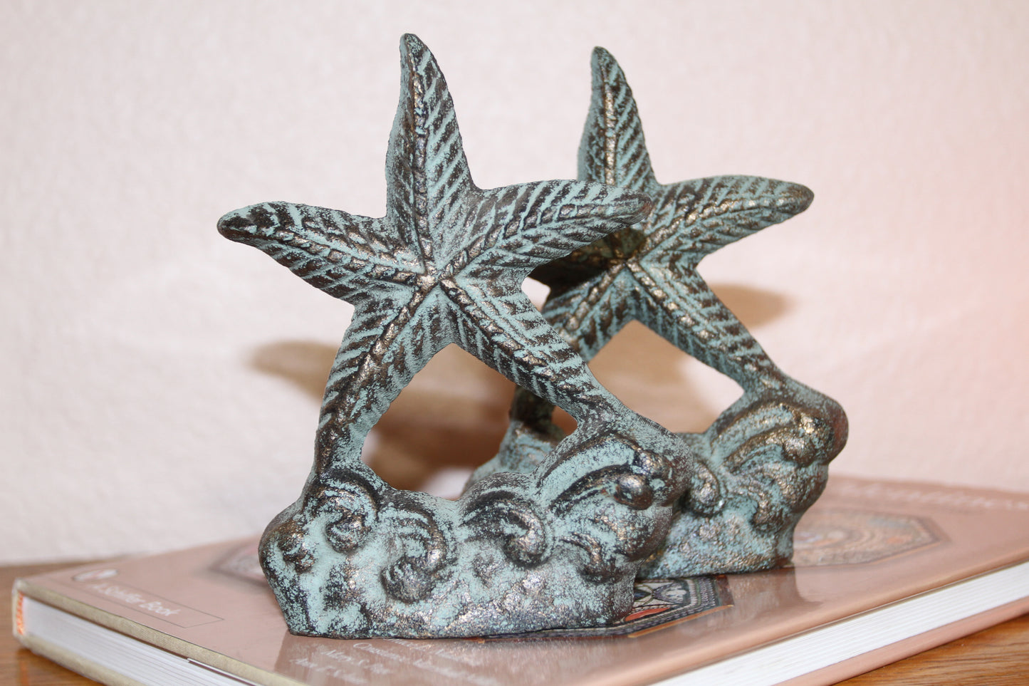 Starfish Bookends, Nautical Decor, Coastal Decor, Starfish Decor, Home Office Shelf Decor, Free Ship BL-64