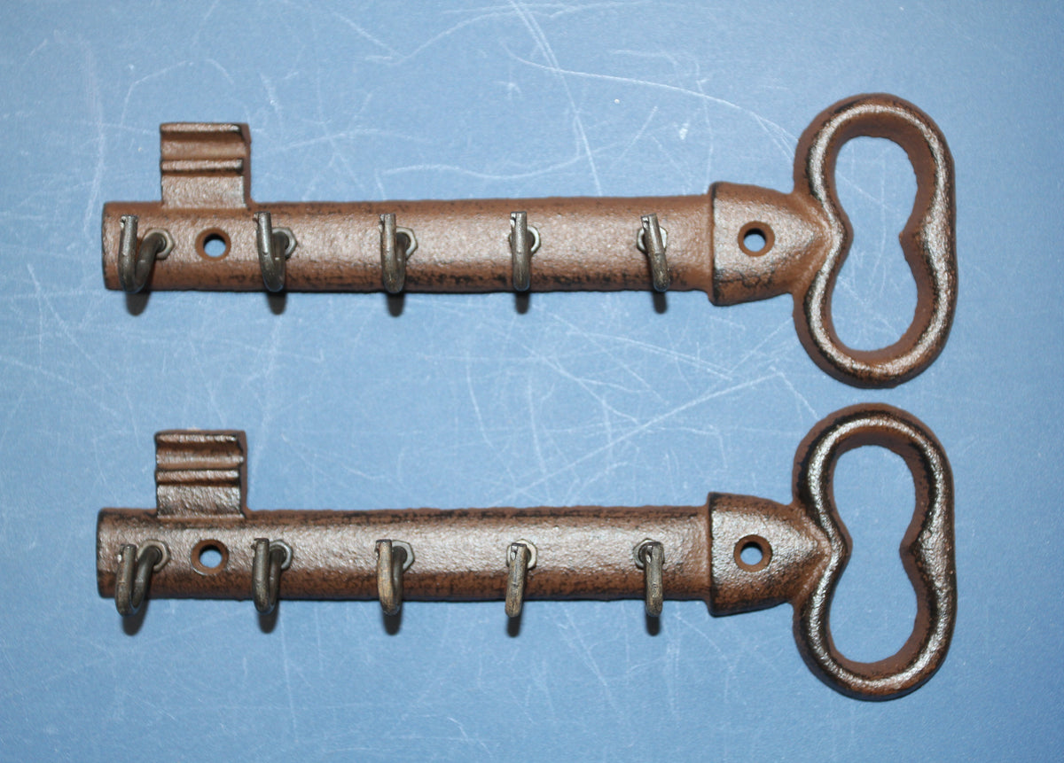 2-GIANT KEY WALL HOOKS,Entry Accents,5 Useful Hooks,Country Decor,Gifts,Skeleton Key Style,H-121