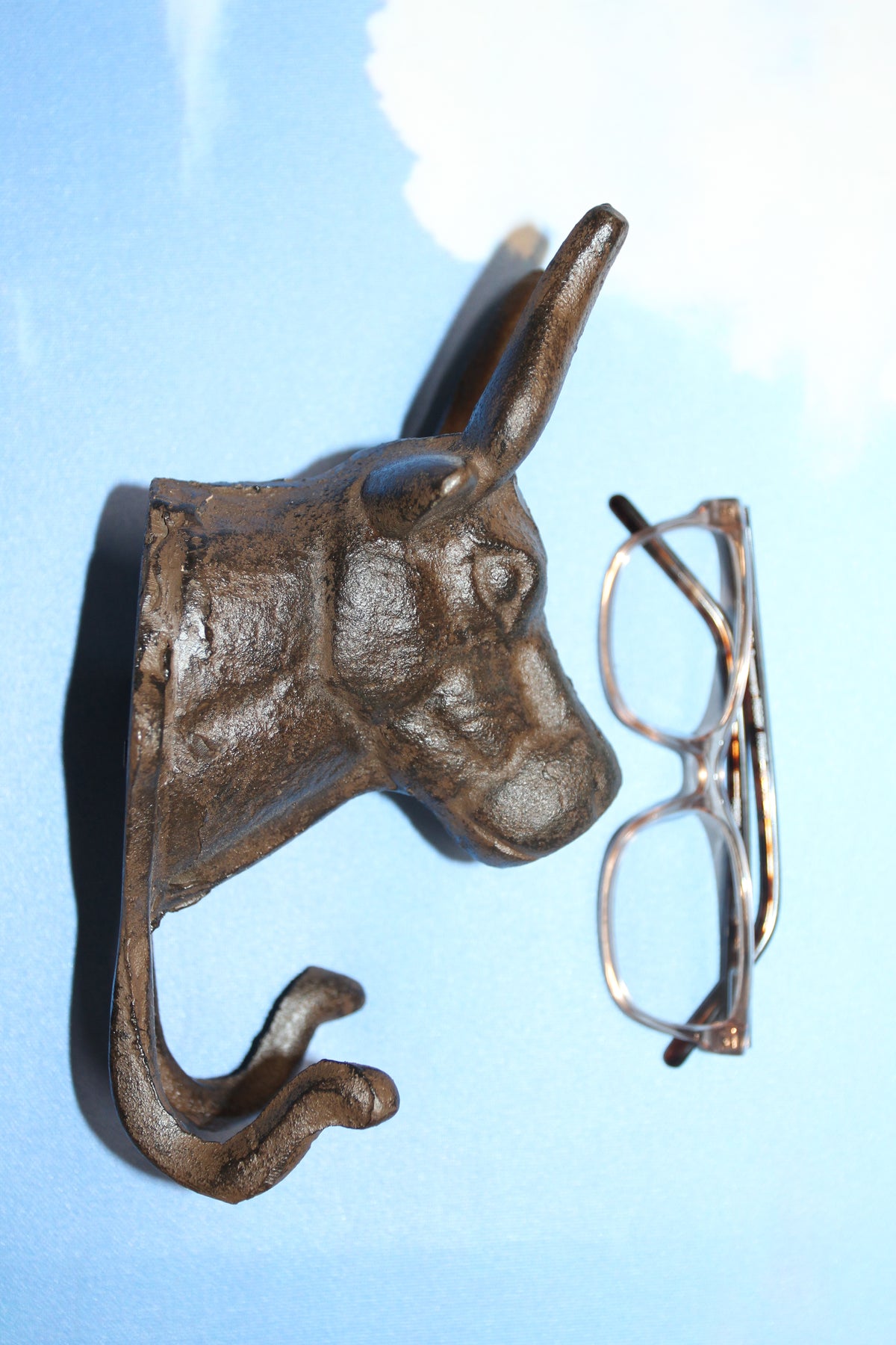 Giant BULL Wall Hook,Cattle Decor,Double Hook,Farm,Ranch Accent,Heavy Metal,Hanging Storage,H-81B