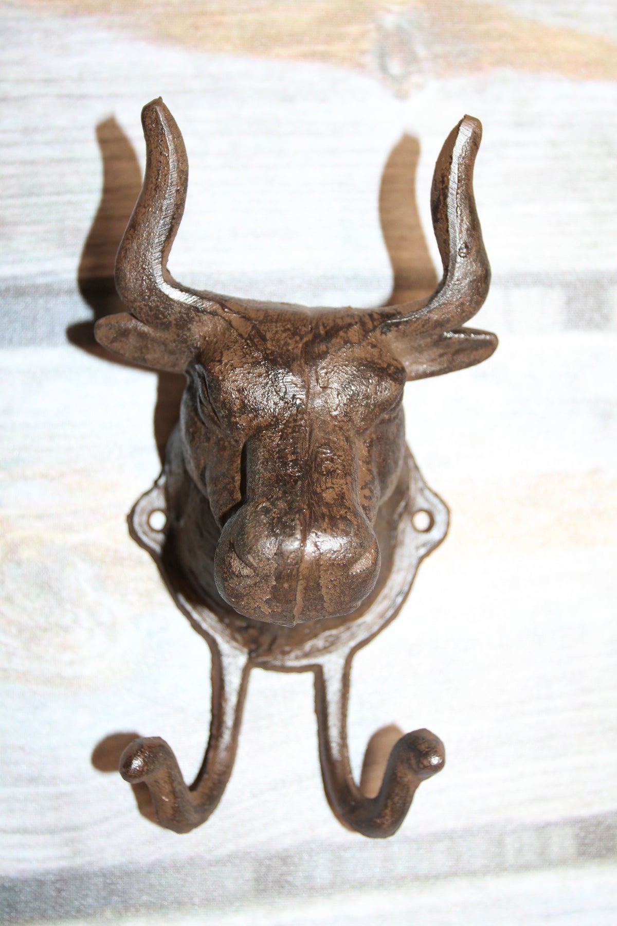 Giant BULL Wall Hook,Cattle Decor,Double Hook,Farm,Ranch Accent,Heavy Metal,Hanging Storage,H-81B