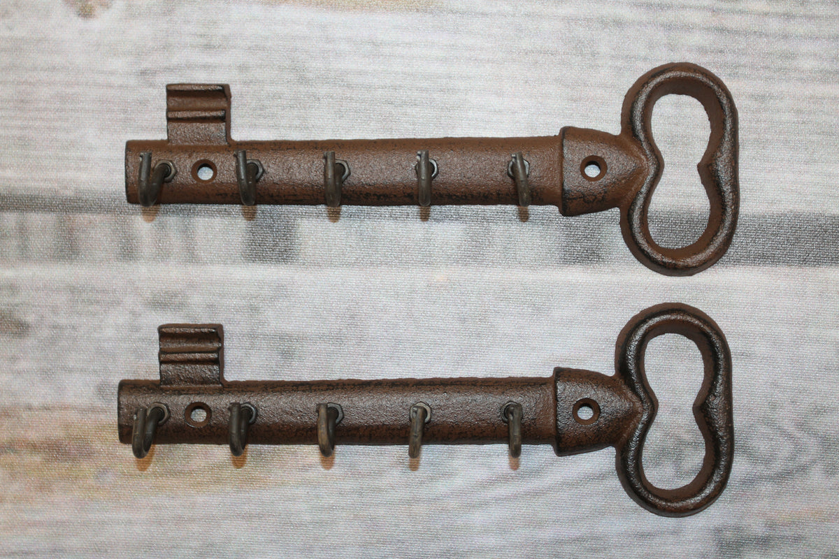 2-GIANT KEY WALL HOOKS,Entry Accents,5 Useful Hooks,Country Decor,Gifts,Skeleton Key Style,H-121
