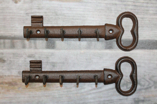 2-GIANT KEY WALL HOOKS,Entry Accents,5 Useful Hooks,Country Decor,Gifts,Skeleton Key Style,H-121