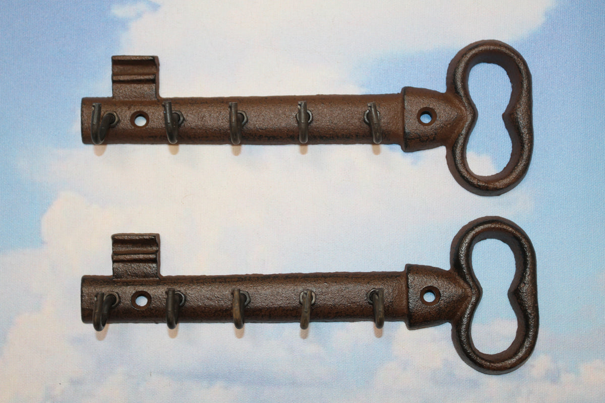 2-GIANT KEY WALL HOOKS,Entry Accents,5 Useful Hooks,Country Decor,Gifts,Skeleton Key Style,H-121