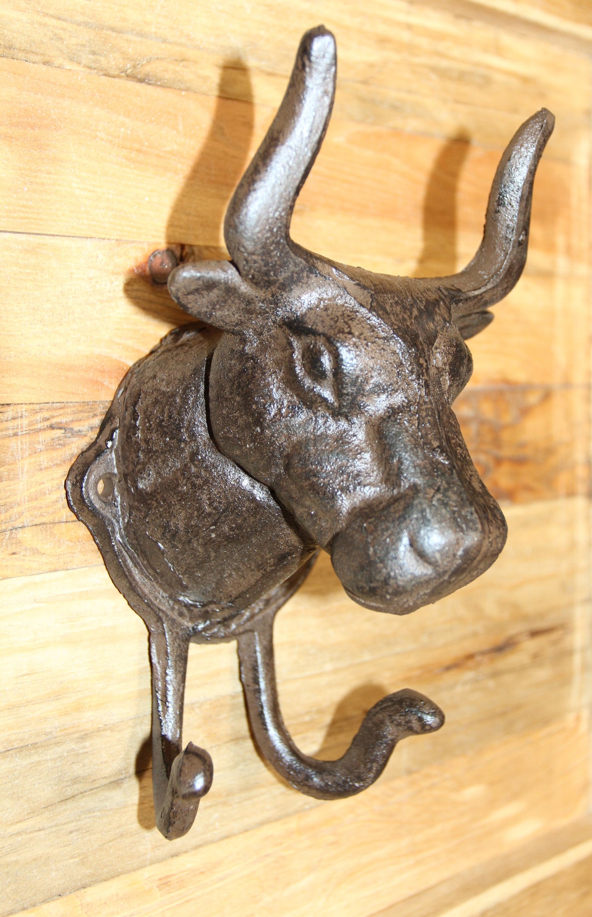 Giant BULL Wall Hook,Cattle Decor,Double Hook,Farm,Ranch Accent,Heavy Metal,Hanging Storage,H-81B