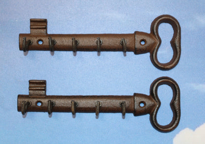 2-GIANT KEY WALL HOOKS,Entry Accents,5 Useful Hooks,Country Decor,Gifts,Skeleton Key Style,H-121