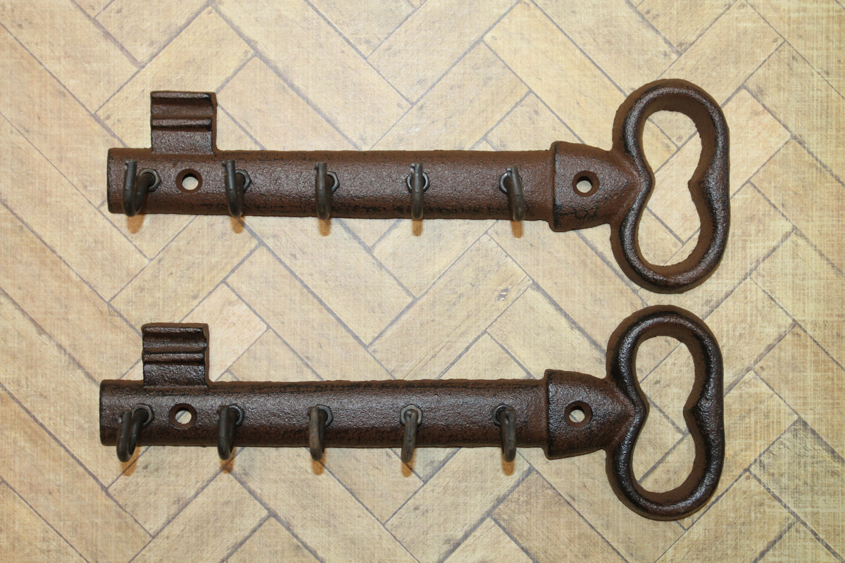 2-GIANT KEY WALL HOOKS,Entry Accents,5 Useful Hooks,Country Decor,Gifts,Skeleton Key Style,H-121