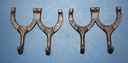 2-HORSESHOE Double Wall Hooks,Equestrian Decor,Country Kitchen Accents,Farm Look, Gifts,W-9