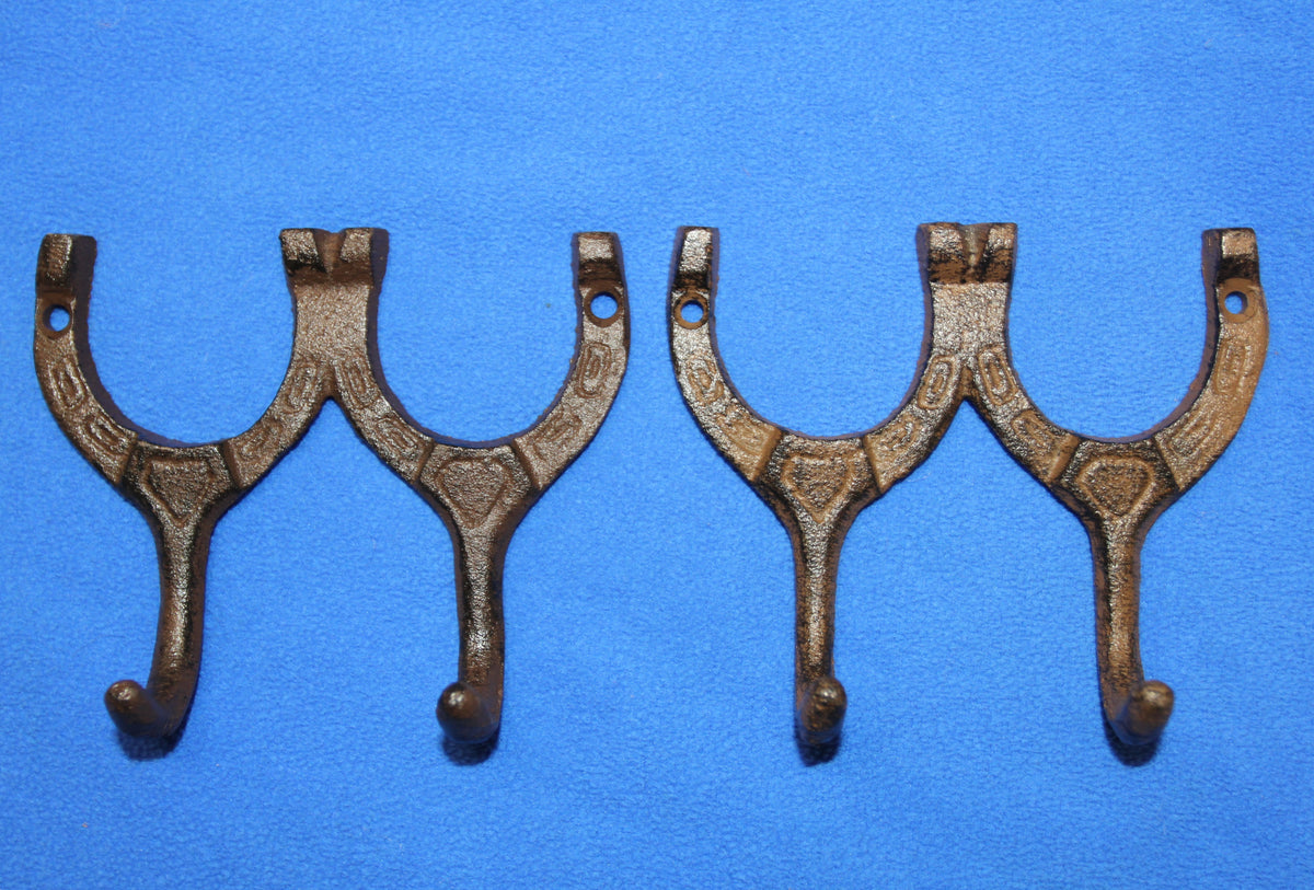 2-HORSESHOE Double Wall Hooks,Equestrian Decor,Country Kitchen Accents,Farm Look, Gifts,W-9