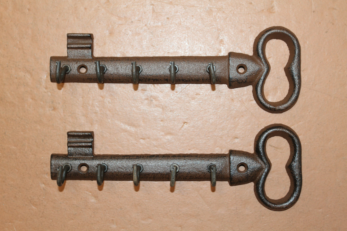 2-GIANT KEY WALL HOOKS,Entry Accents,5 Useful Hooks,Country Decor,Gifts,Skeleton Key Style,H-121