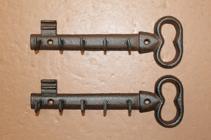 2-GIANT KEY WALL HOOKS,Entry Accents,5 Useful Hooks,Country Decor,Gifts,Skeleton Key Style,H-121