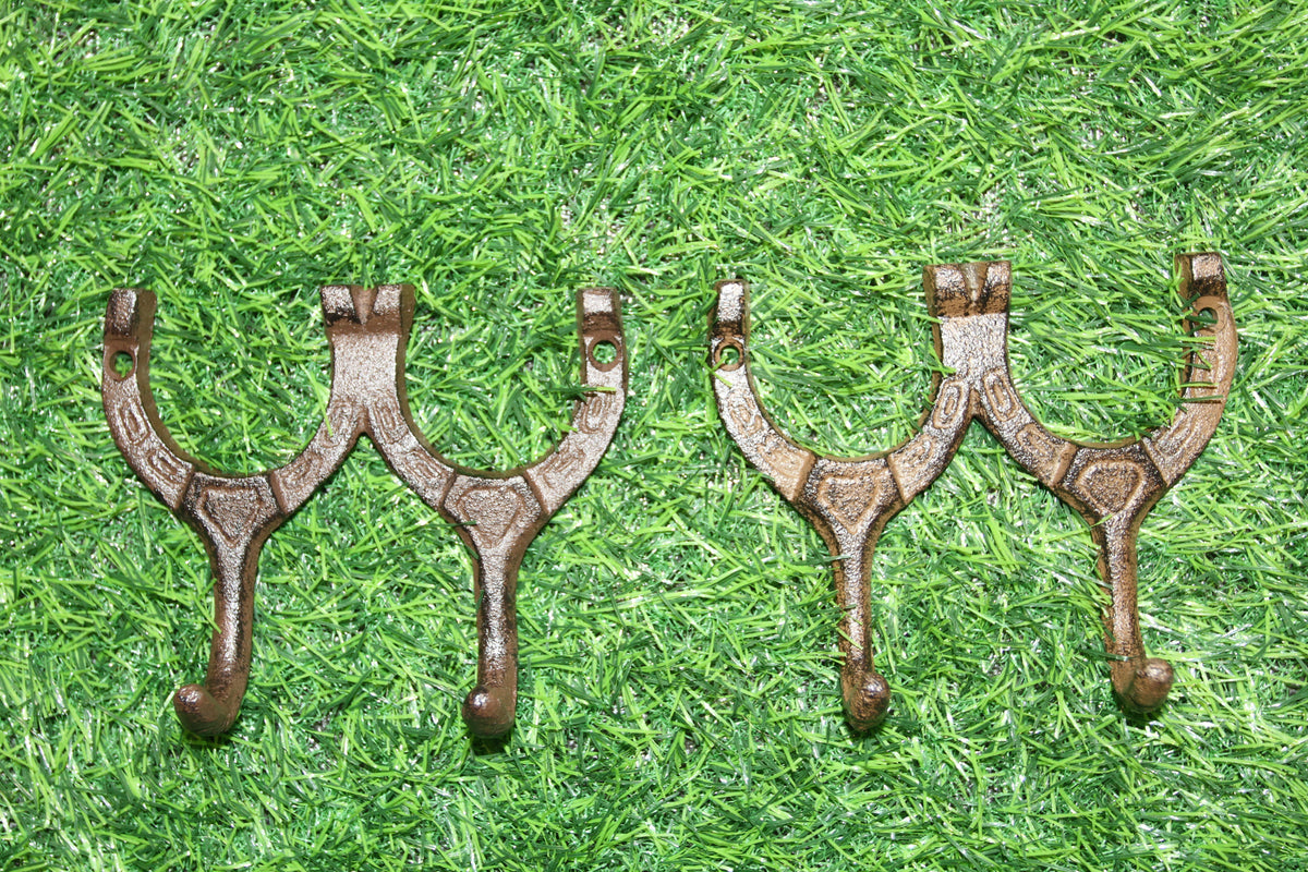 2-HORSESHOE Double Wall Hooks,Equestrian Decor,Country Kitchen Accents,Farm Look, Gifts,W-9
