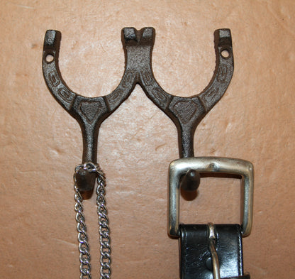 2-HORSESHOE Double Wall Hooks,Equestrian Decor,Country Kitchen Accents,Farm Look, Gifts,W-9