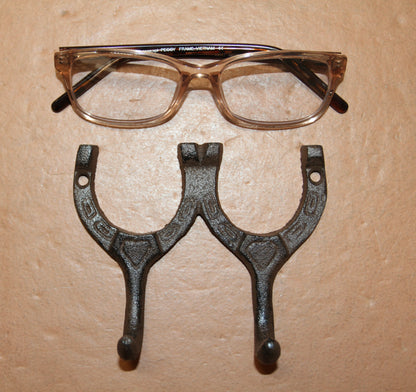 2-HORSESHOE Double Wall Hooks,Equestrian Decor,Country Kitchen Accents,Farm Look, Gifts,W-9