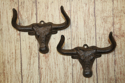 LONGHORN HOOKS, Large Double Wall Hooks, Farm, Ranch, Country And Western Decor Wood Craft Supply, Coat Hooks, Fathers Day Gift, W-64A