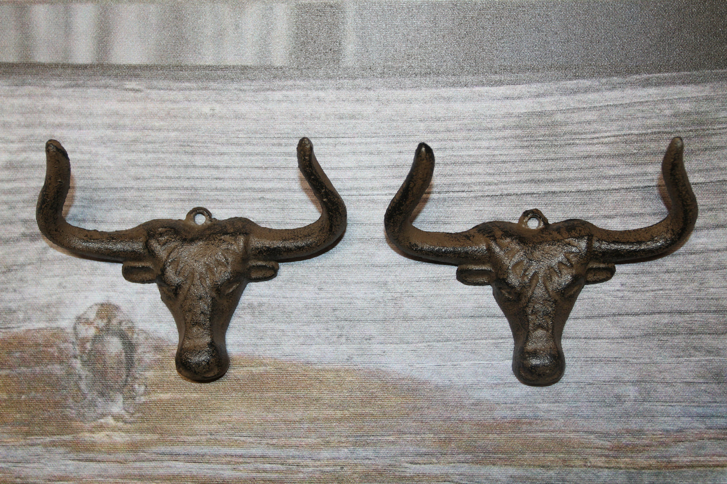 LONGHORN HOOKS, Large Double Wall Hooks, Farm, Ranch, Country And Western Decor Wood Craft Supply, Coat Hooks, Fathers Day Gift, W-64A