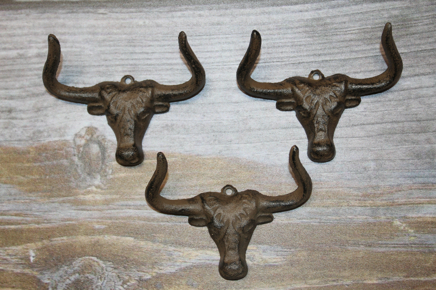 LONGHORN HOOKS, Large Double Wall Hooks, Farm, Ranch, Country And Western Decor Wood Craft Supply, Coat Hooks, Fathers Day Gift, W-64A