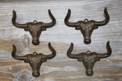 LONGHORN HOOKS, Large Double Wall Hooks, Farm, Ranch, Country And Western Decor Wood Craft Supply, Coat Hooks, Fathers Day Gift, W-64A