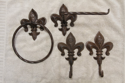 4pc FLEUR DE LIS Old World Bath Collection,New Orleans Style,Wall Hooks,Victorian Decor, F-2,3,13