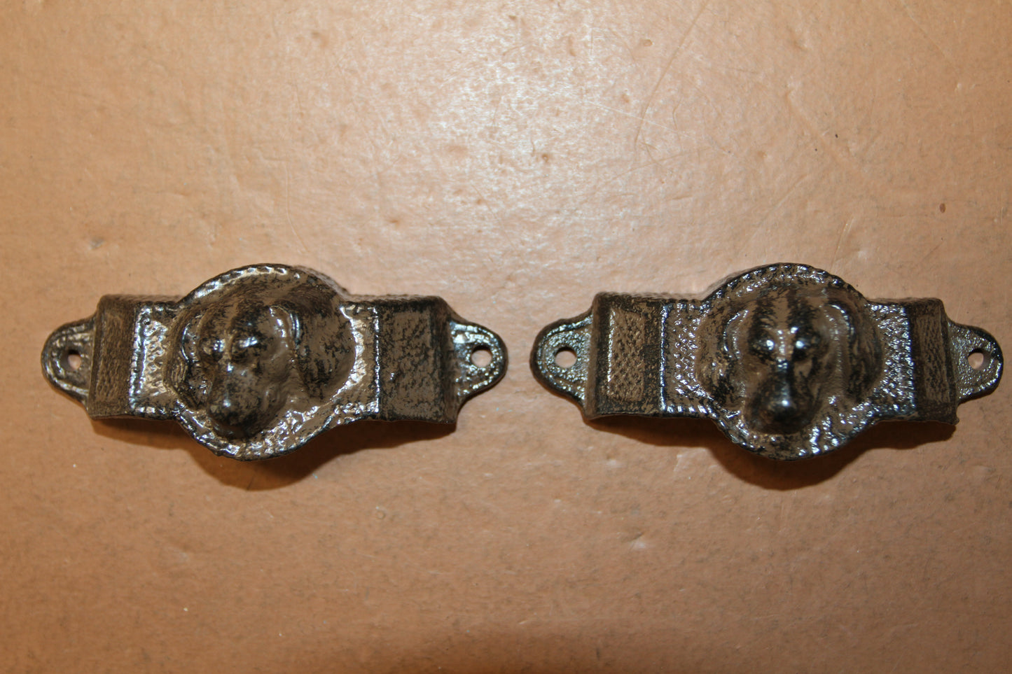 2 - BIN PULLS,Raised Design Dog Head Bin Cup Pulls,Dresser Pulls, Wood Craft Supply,Hardware HW-02