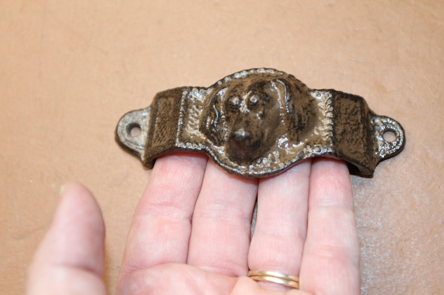 2 - BIN PULLS,Raised Design Dog Head Bin Cup Pulls,Dresser Pulls, Wood Craft Supply,Hardware HW-02