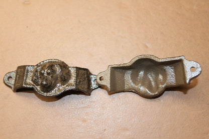 2 - BIN PULLS,Raised Design Dog Head Bin Cup Pulls,Dresser Pulls, Wood Craft Supply,Hardware HW-02
