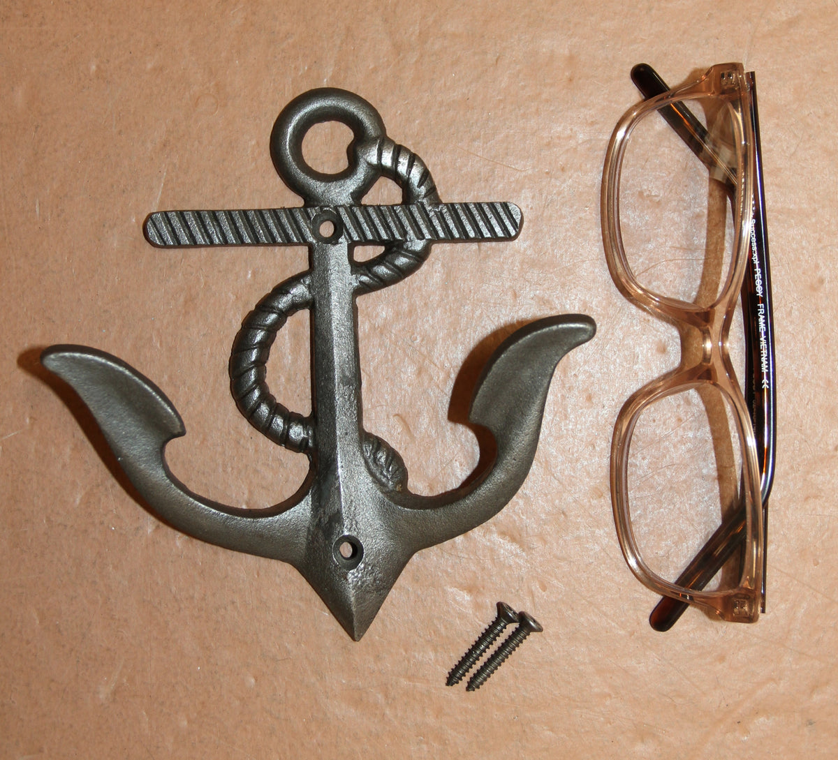2-DOUBLE WALL HOOKS,ANCHORS,Coastal Decor,Boat Accents,Marina Style,Gifts,Bath And Kitchen Wall Hooks, N-38BI