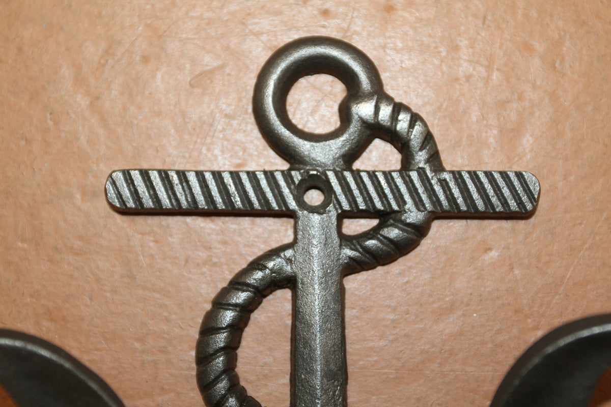 2-DOUBLE WALL HOOKS,ANCHORS,Coastal Decor,Boat Accents,Marina Style,Gifts,Bath And Kitchen Wall Hooks, N-38BI
