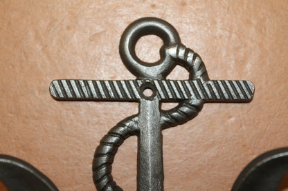 2-DOUBLE WALL HOOKS,ANCHORS,Coastal Decor,Boat Accents,Marina Style,Gifts,Bath And Kitchen Wall Hooks, N-38BI