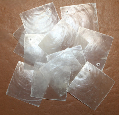 20-DRILLED CAPIZ 2" Square Seashells,Garlands,Craft Supply,Beach Decor,Diamond Pattern,CS-111