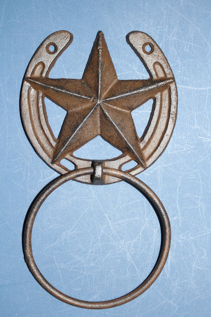1-WESTERN STAR Towel Ring,Bathroom Decor,Kitchen Towel Holder,Country Accents,