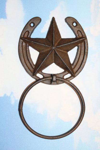 1-WESTERN STAR Towel Ring,Bathroom Decor,Kitchen Towel Holder,Country Accents,