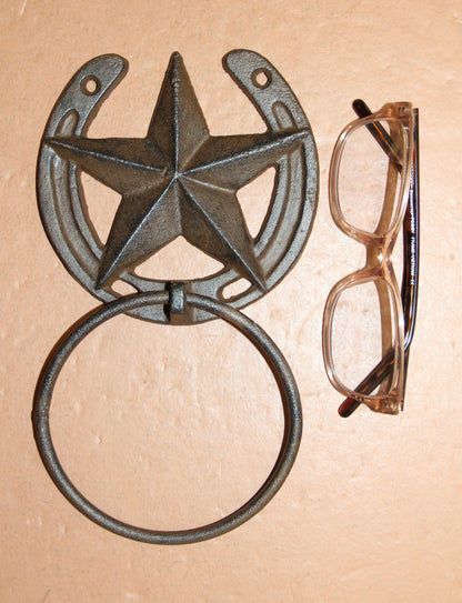 1-WESTERN STAR Towel Ring,Bathroom Decor,Kitchen Towel Holder,Country Accents,