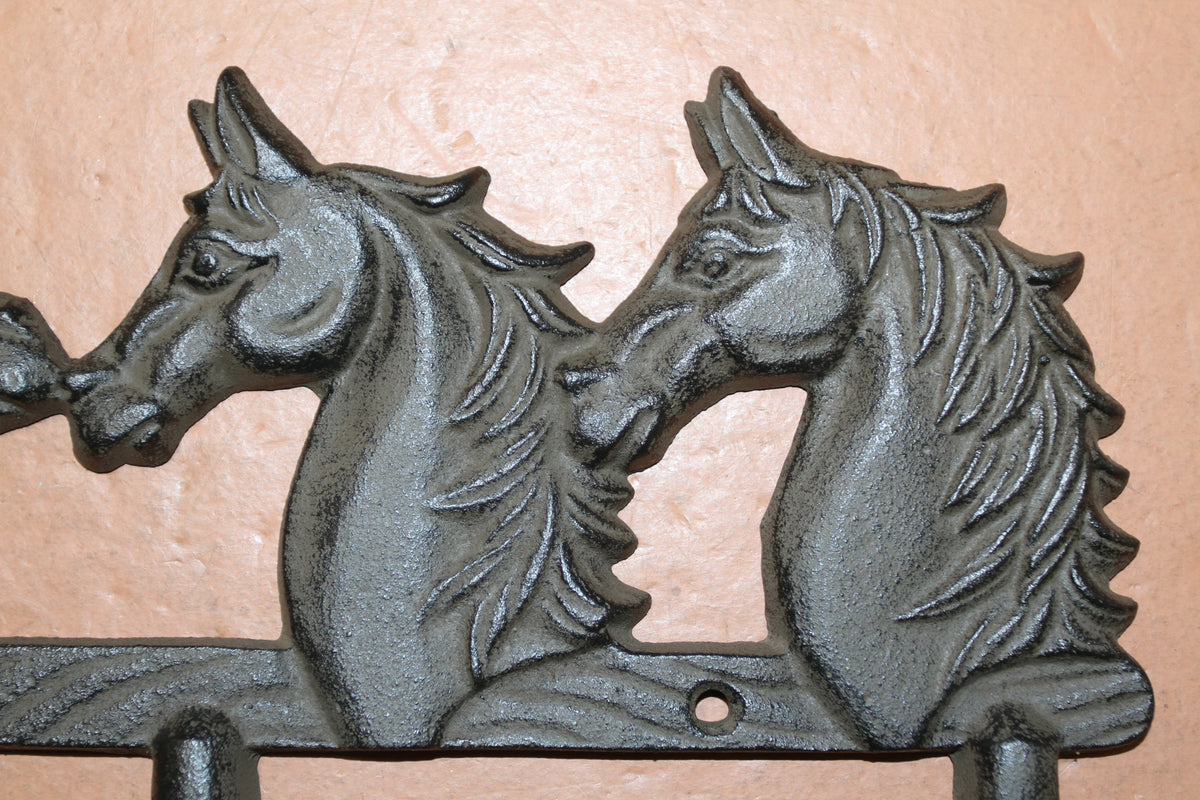 1-TRIPLE Wall Hook,HORSES,Country Western Decor,Gifts,Hanging Storage,Ranch Style,W-78B