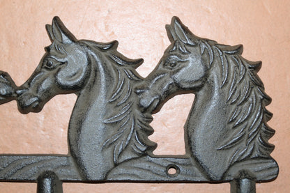 1-TRIPLE Wall Hook,HORSES,Country Western Decor,Gifts,Hanging Storage,Ranch Style,W-78B