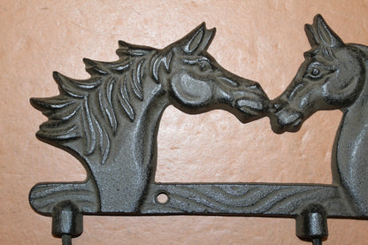 1-TRIPLE Wall Hook,HORSES,Country Western Decor,Gifts,Hanging Storage,Ranch Style,W-78B