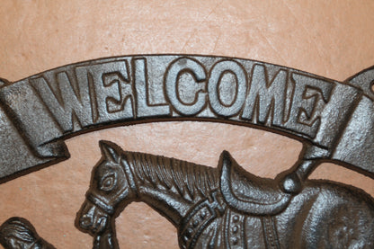 1-COWBOY WELCOME PLAQUE,Religious and Spiritual Wall Decor,Western Style,Horses,Cowboys,Gifts,W-14