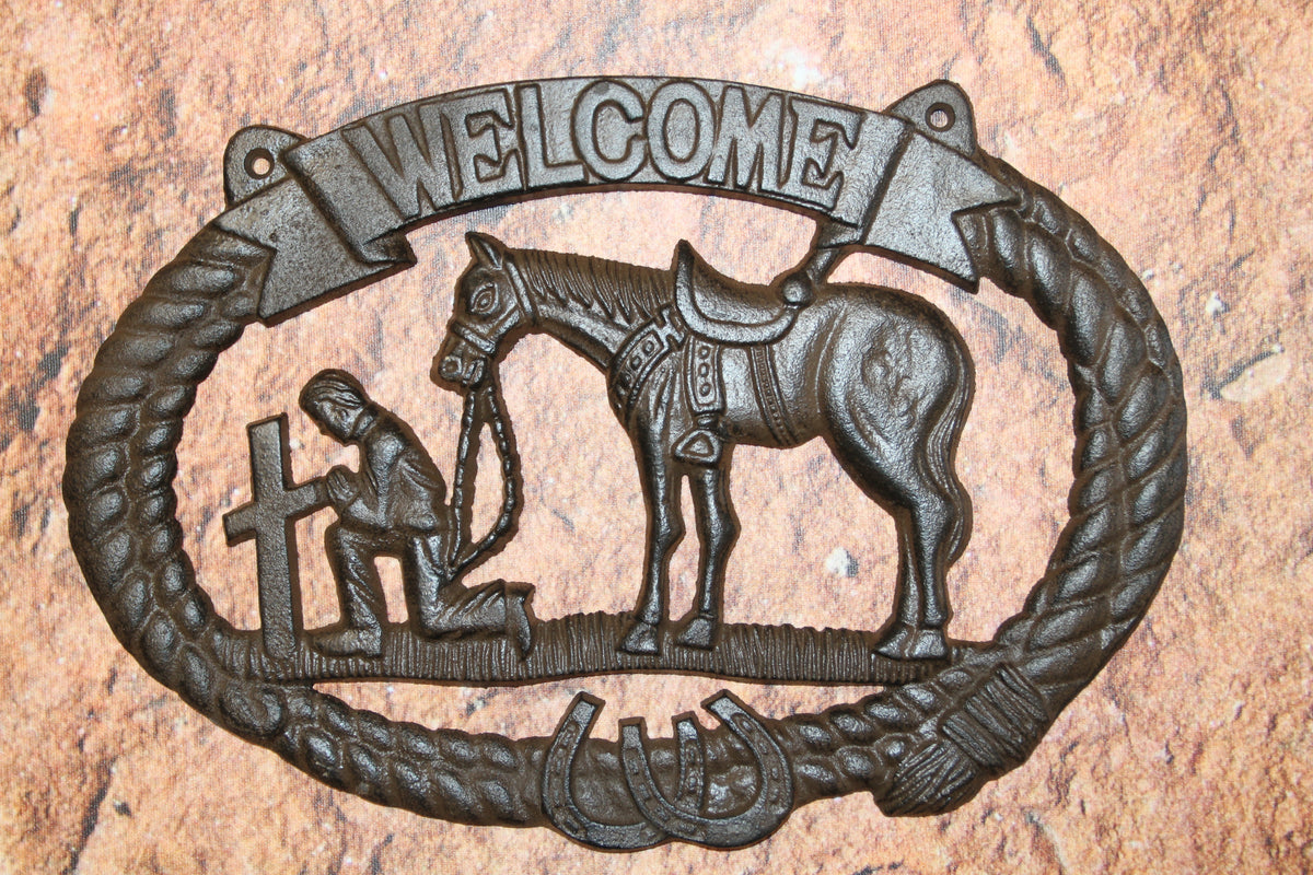 1-COWBOY WELCOME PLAQUE,Religious and Spiritual Wall Decor,Western Style,Horses,Cowboys,Gifts,W-14