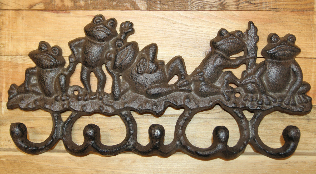 5 JOLLY FROGS Wall Hooks,Nature Themed, Country Garden Decor,Decorative Storage Organization,Gifts, H-132B