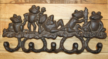 5 JOLLY FROGS Wall Hooks,Nature Themed, Country Garden Decor,Decorative Storage Organization,Gifts, H-132B