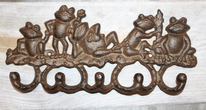 5 JOLLY FROGS Wall Hooks,Nature Themed, Country Garden Decor,Decorative Storage Organization,Gifts, H-132B