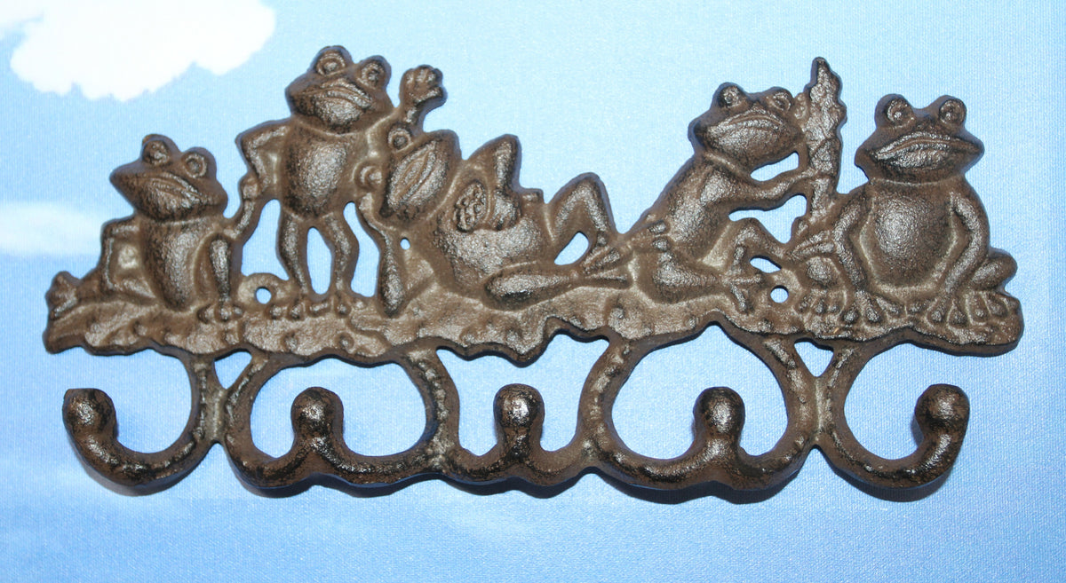 5 JOLLY FROGS Wall Hooks,Nature Themed, Country Garden Decor,Decorative Storage Organization,Gifts, H-132B
